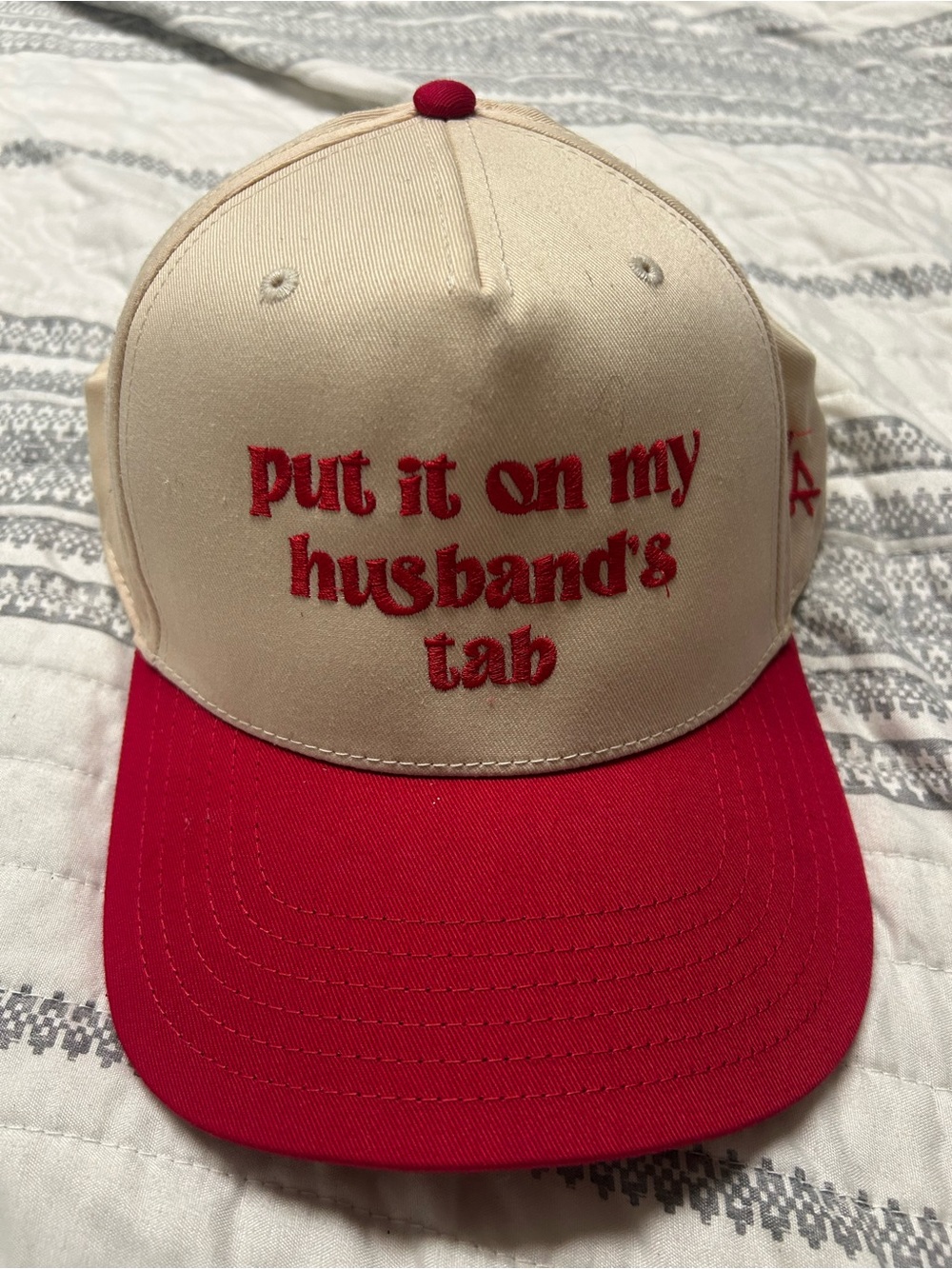 OTTO Cream and Red Embroidered Trucker Cap